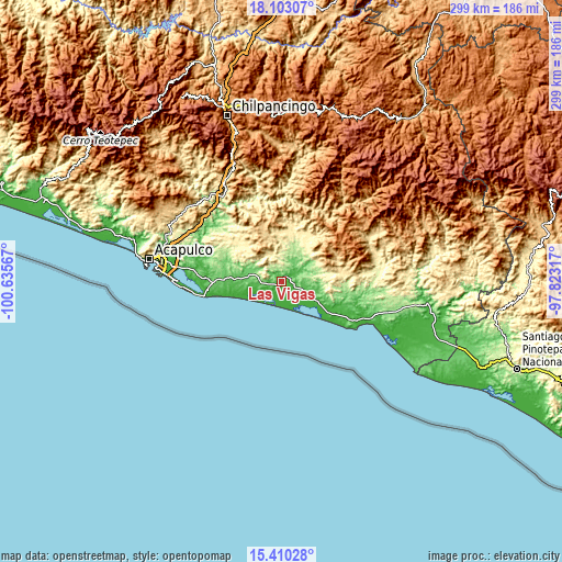Topographic map of Las Vigas