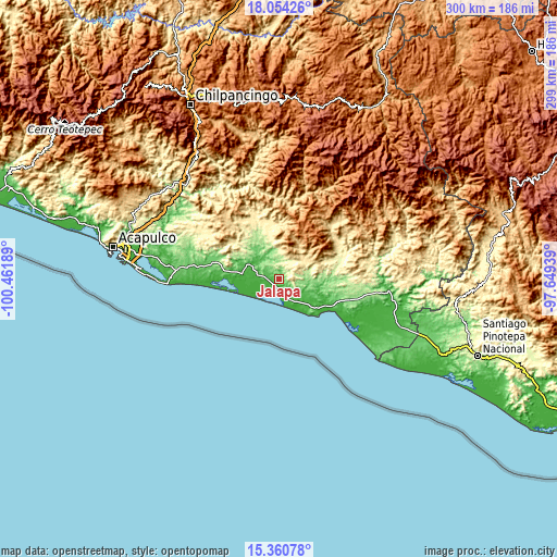 Topographic map of Jalapa