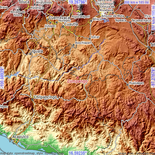 Topographic map of Zumpango