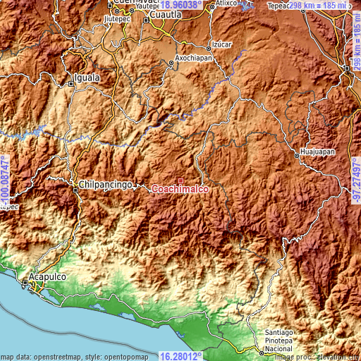 Topographic map of Coachimalco