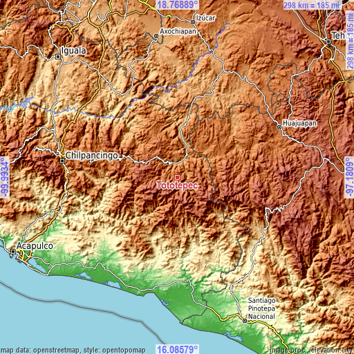 Topographic map of Tototepec