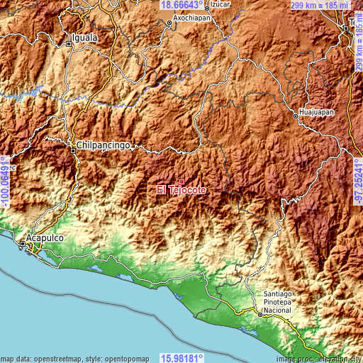 Topographic map of El Tejocote