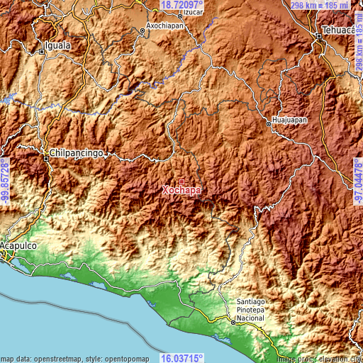 Topographic map of Xochapa