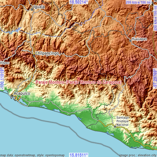 Topographic map of Paraje Montero (Paraje Montero de Zaragoza)