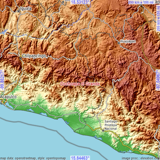 Topographic map of Cochoapa el Grande