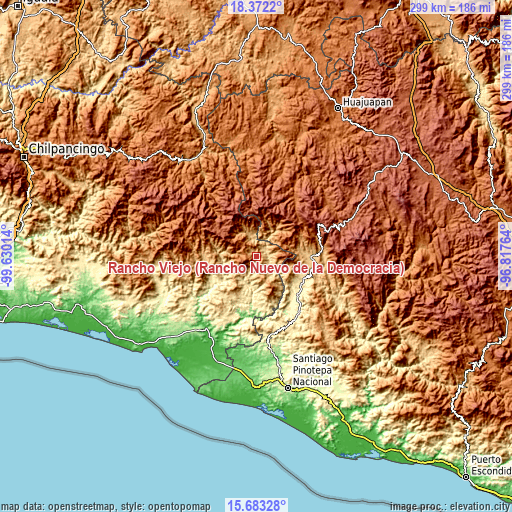 Topographic map of Rancho Viejo (Rancho Nuevo de la Democracia)