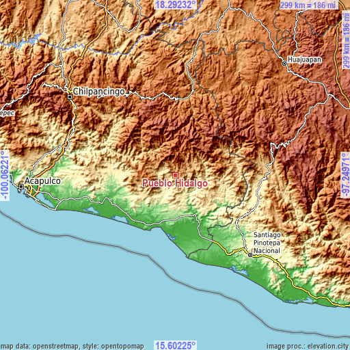 Topographic map of Pueblo Hidalgo