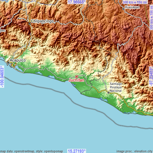 Topographic map of Juchitán