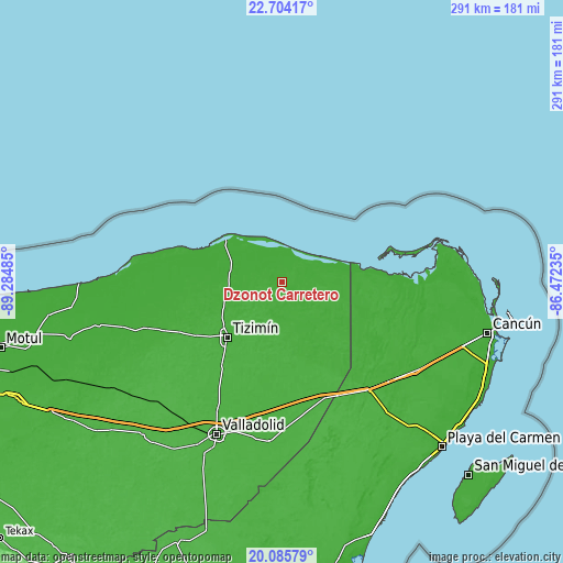 Topographic map of Dzonot Carretero
