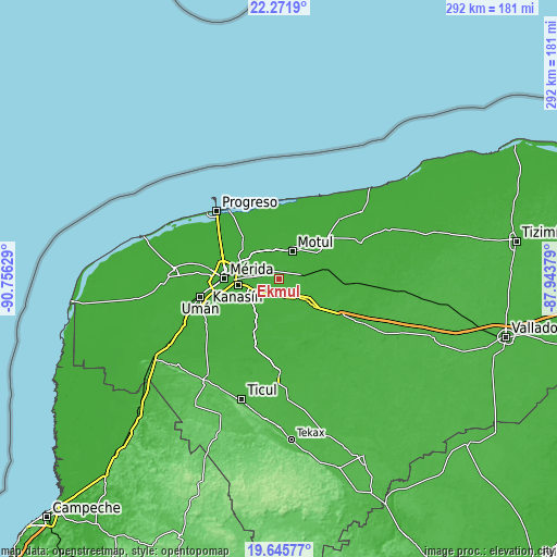 Topographic map of Ekmul