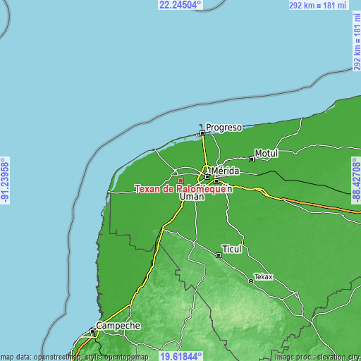 Topographic map of Texan de Palomeque