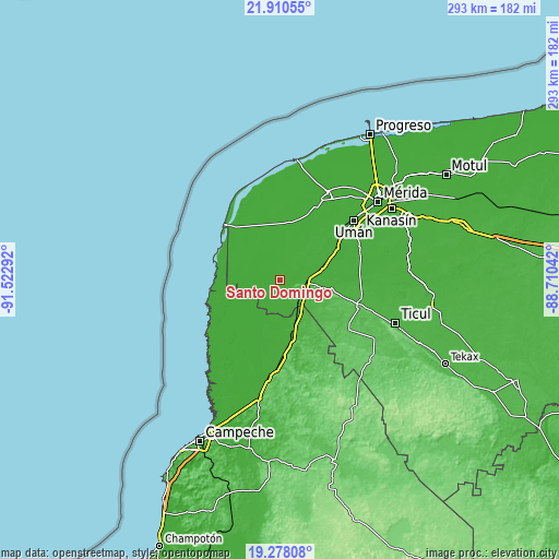 Topographic map of Santo Domingo