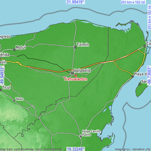Topographic map of Tixhualactún