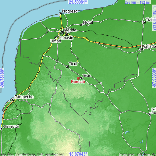 Topographic map of Kancab