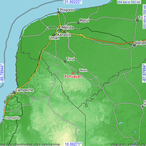 Topographic map of Xohuayan