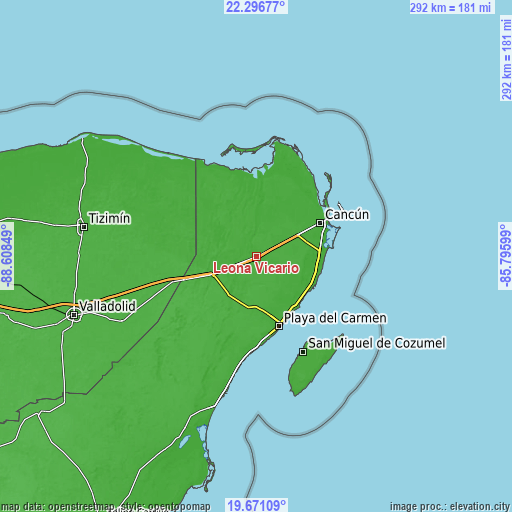 Topographic map of Leona Vicario