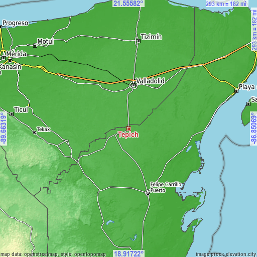 Topographic map of Tepich
