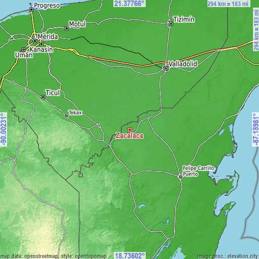 Topographic map of Zacalaca