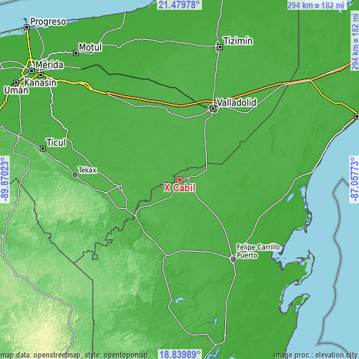 Topographic map of X Cabil