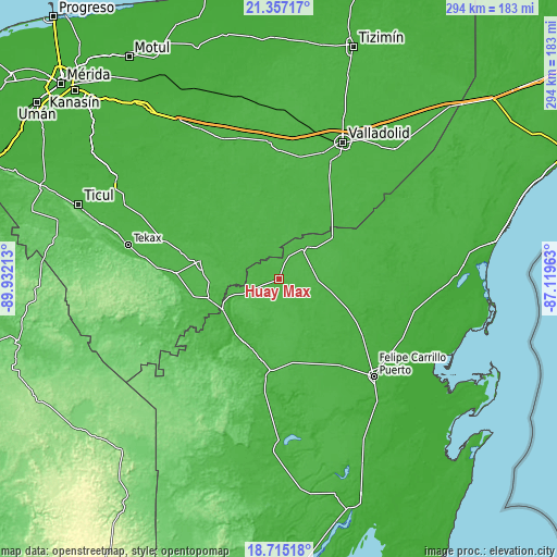 Topographic map of Huay Max