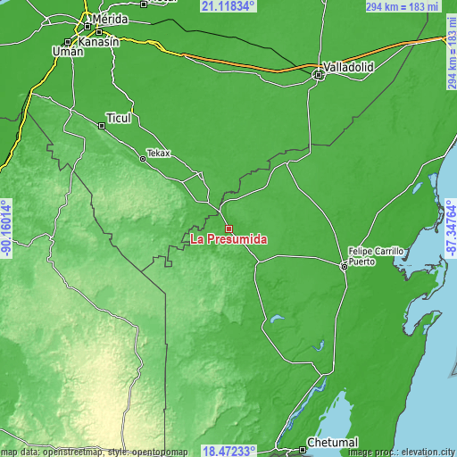 Topographic map of La Presumida