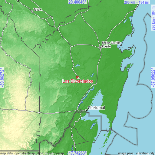 Topographic map of Los Divorciados
