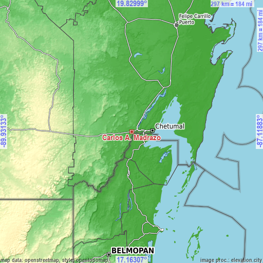 Topographic map of Carlos A. Madrazo