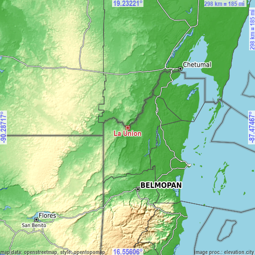 Topographic map of La Unión