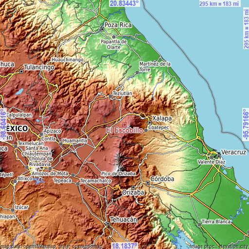 Topographic map of El Escobillo