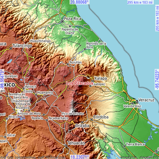 Topographic map of Los Pescados