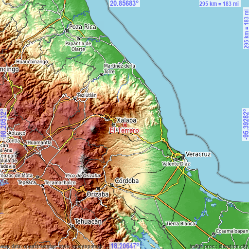 Topographic map of El Terrero