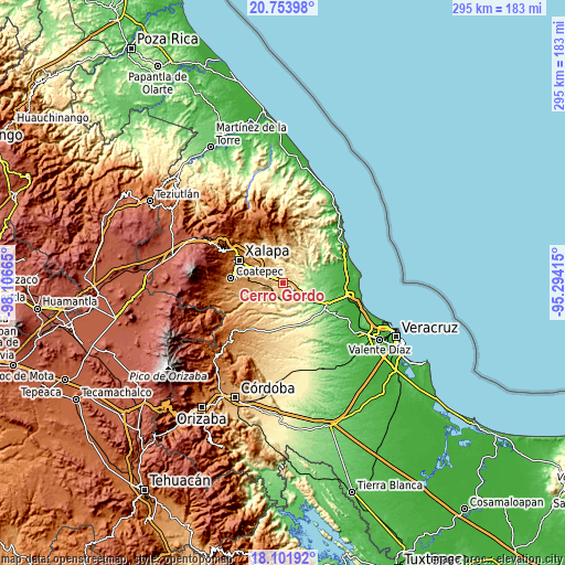 Topographic map of Cerro Gordo