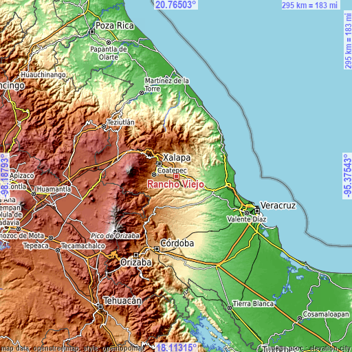 Topographic map of Rancho Viejo