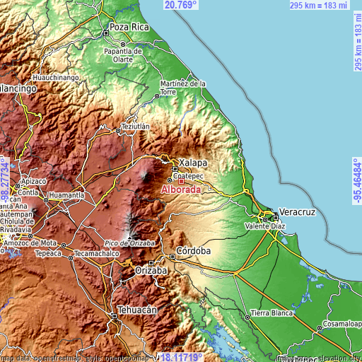 Topographic map of Alborada