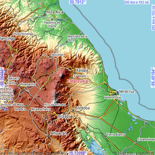 Topographic map of Estanzuela