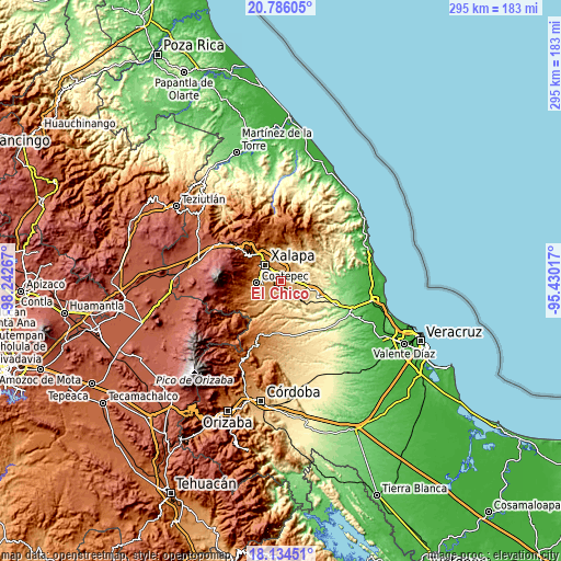 Topographic map of El Chico