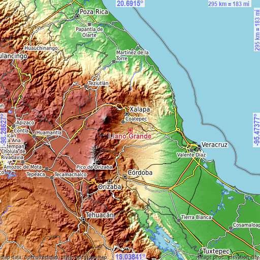 Topographic map of Llano Grande