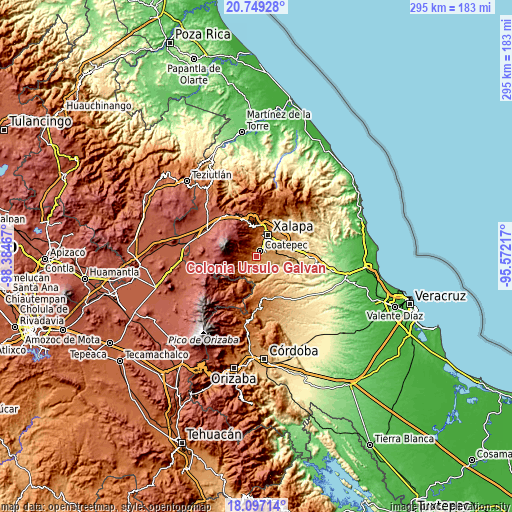 Topographic map of Colonia Úrsulo Galván