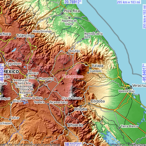 Topographic map of Tlalconteno