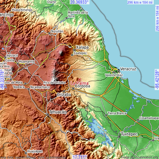 Topographic map of La Palma