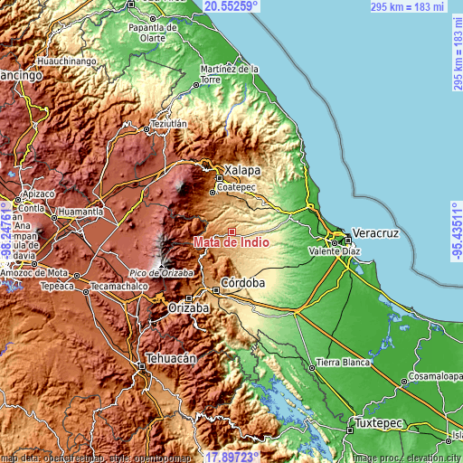 Topographic map of Mata de Indio