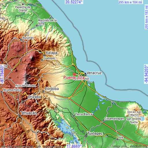 Topographic map of Puente Jula