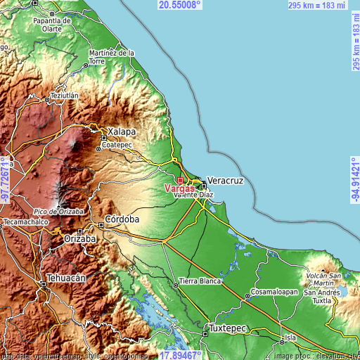 Topographic map of Vargas