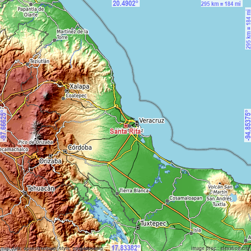 Topographic map of Santa Rita