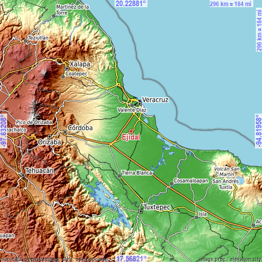 Topographic map of Ejidal