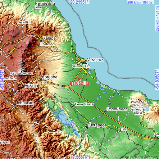 Topographic map of La Capilla