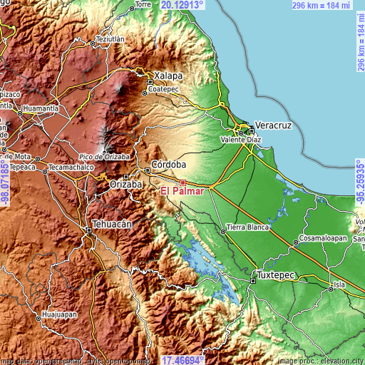 Topographic map of El Palmar