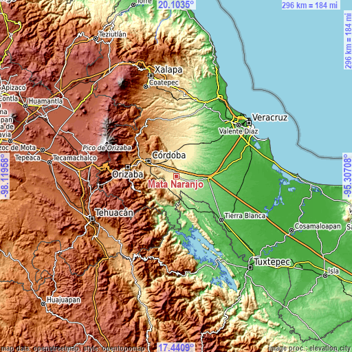 Topographic map of Mata Naranjo