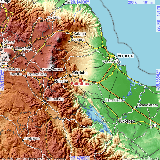 Topographic map of Palmillas