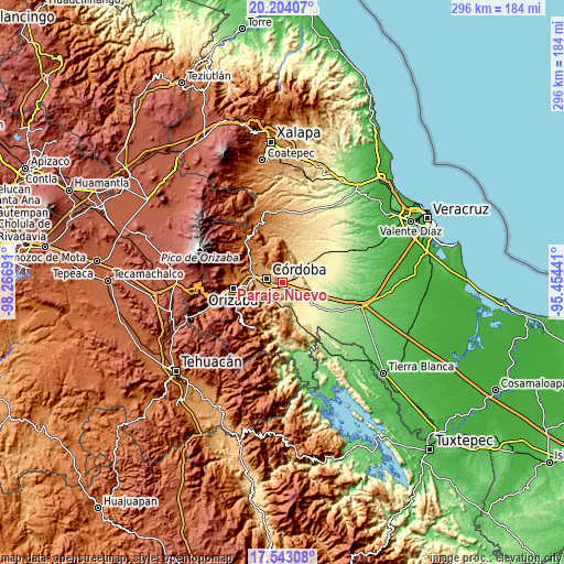 Topographic map of Paraje Nuevo